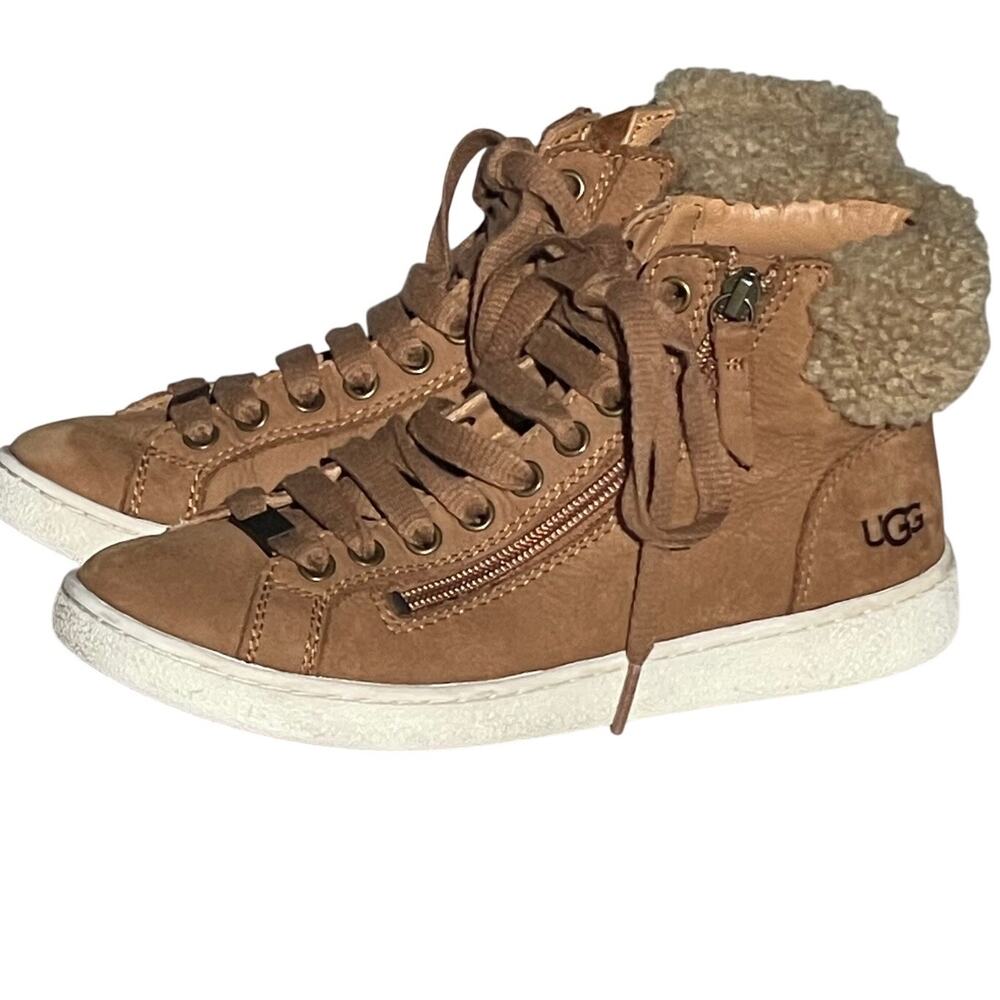 UGG Alameda Women’s Leather Mid Zipper Sneaker Boot Chestnut size 6